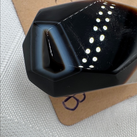 Black Agate necklace 1.75” pendant on 9”cord natural stone, white, and black NEW - Picture 11 of 11